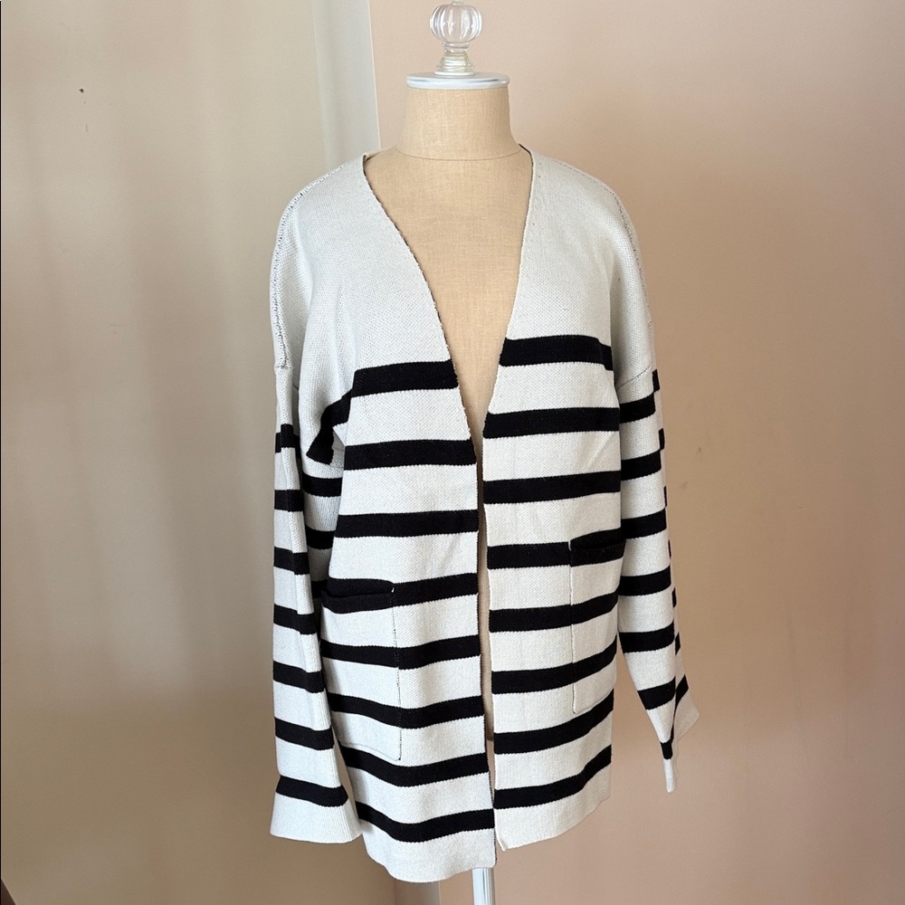 Vici Black and White Striped Women's Cardigan